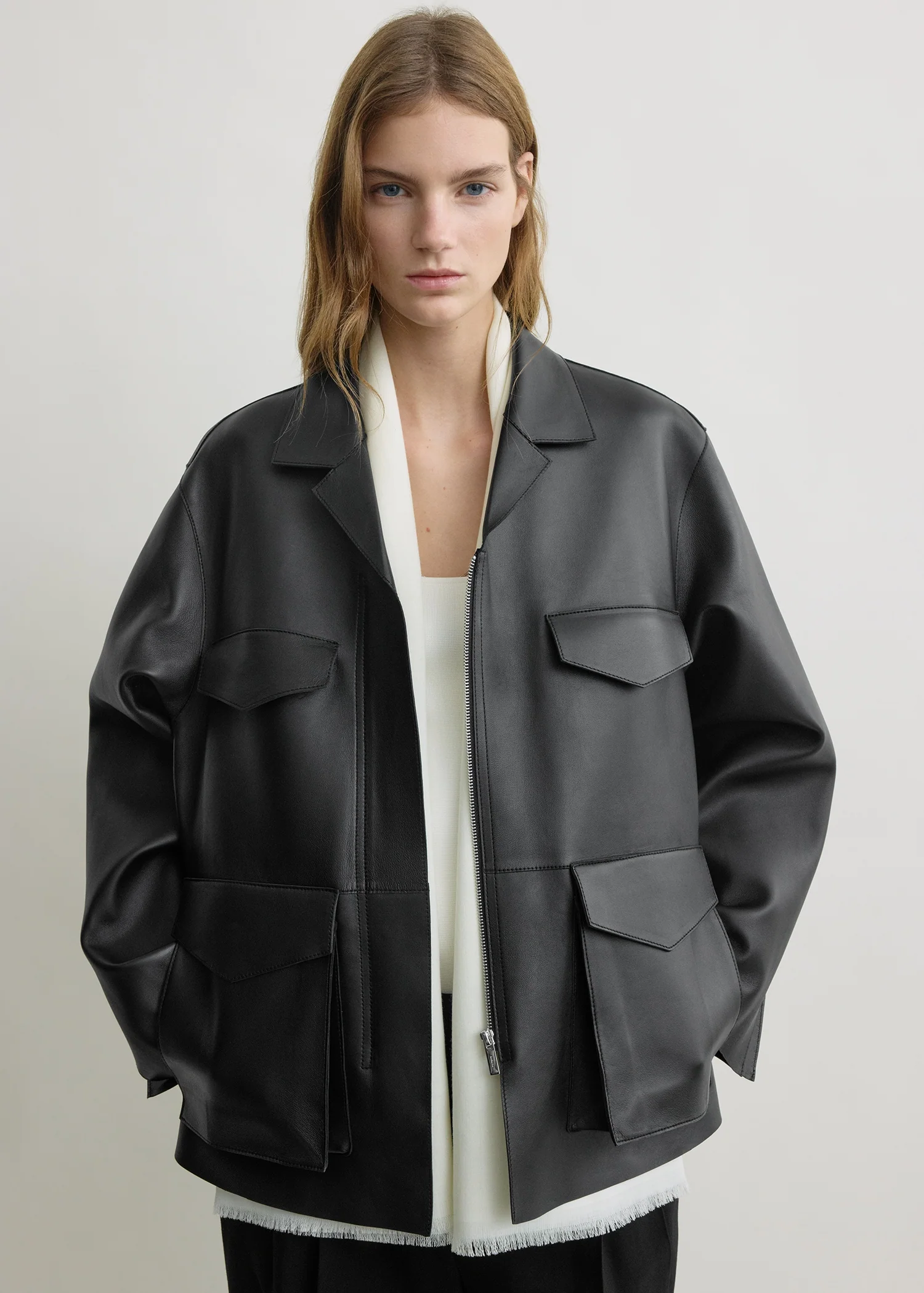 Army leather jacket black - Image 4