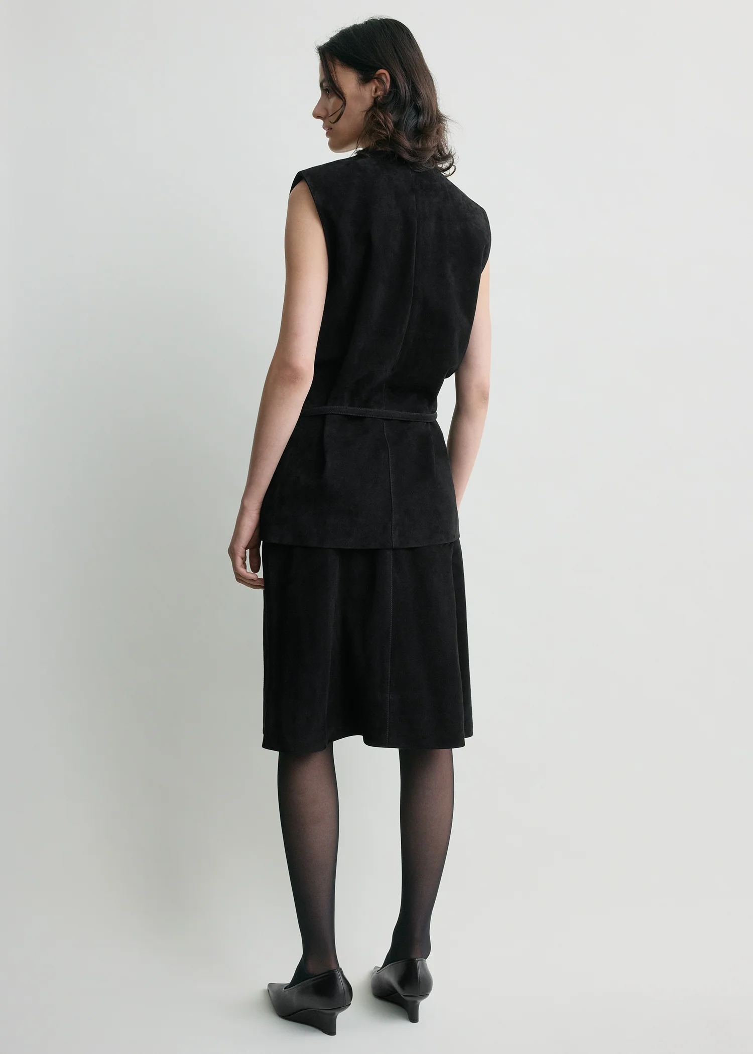 Belted suede top black - Image 3