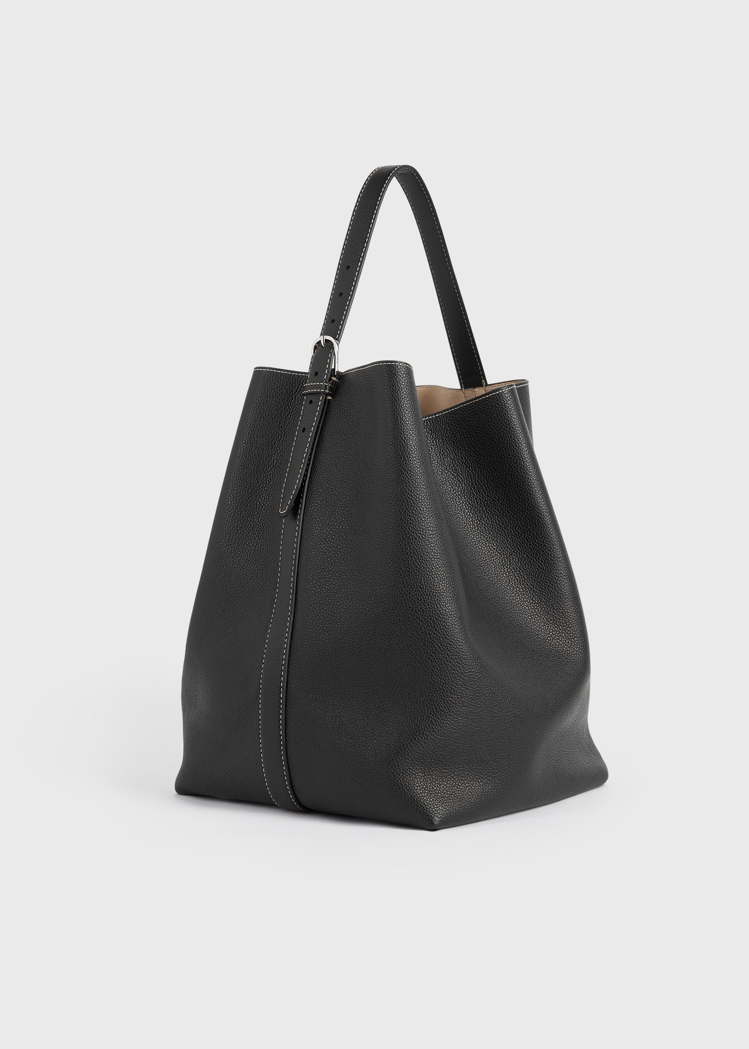 Belted grained-leather tote black - Image 4