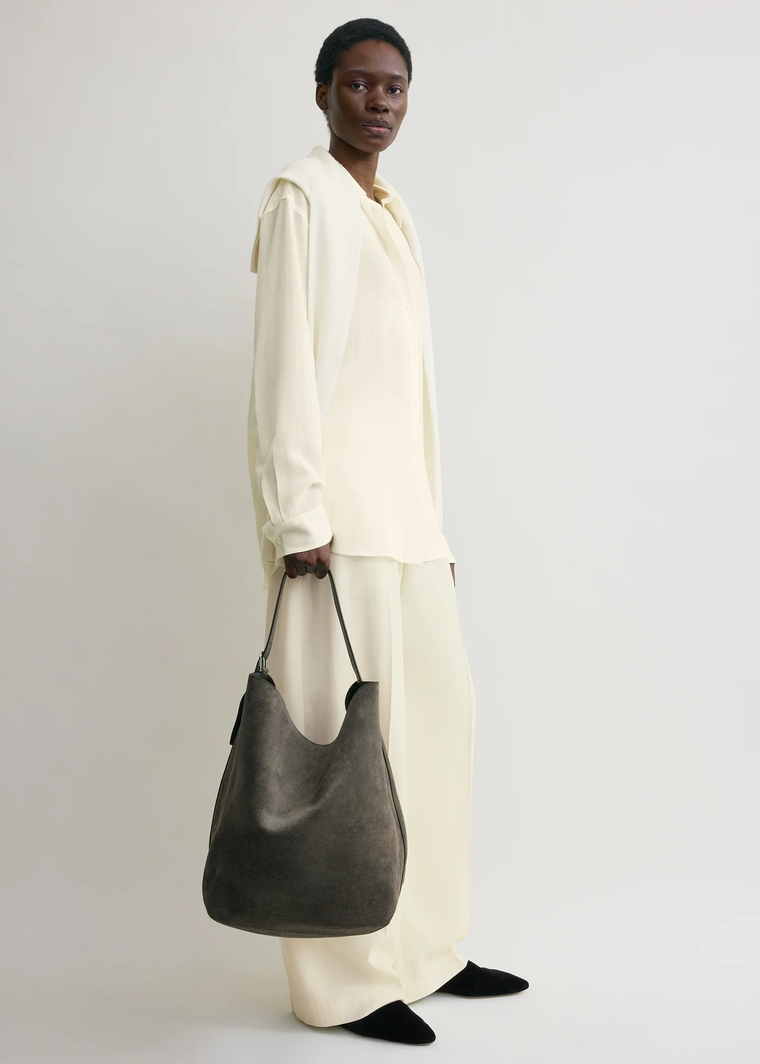 Belted suede tote granite - Image 3