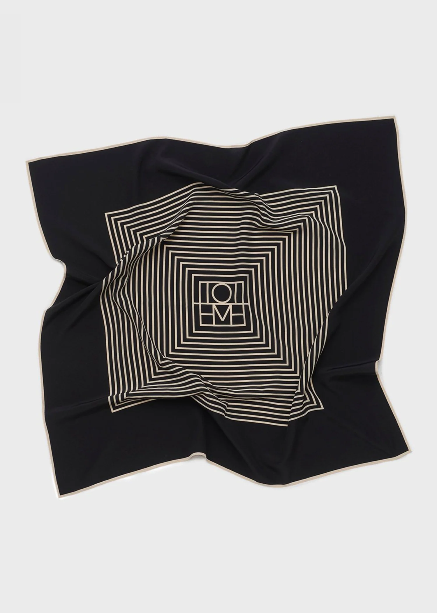 Centered monogram silk scarf black - Image 5