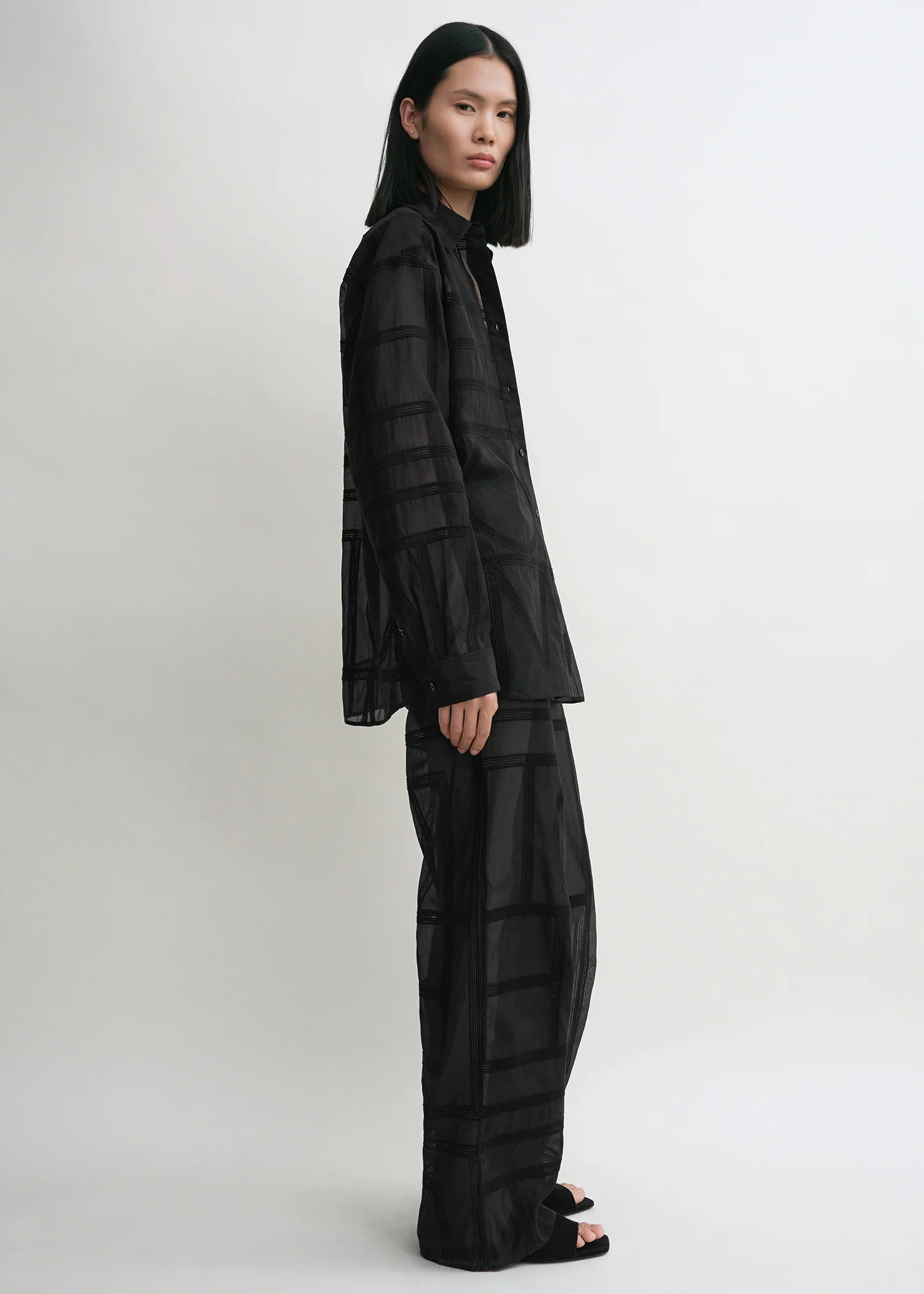 Classic crochet shirt black - Image 3