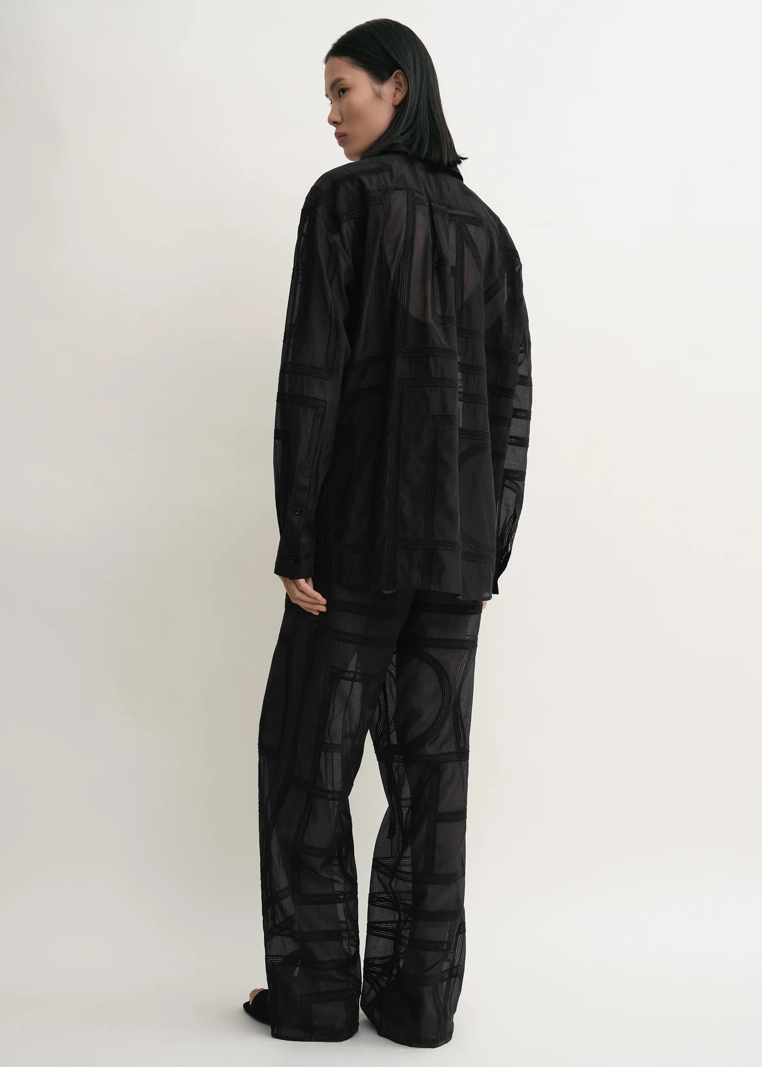 Classic crochet shirt black - Image 4