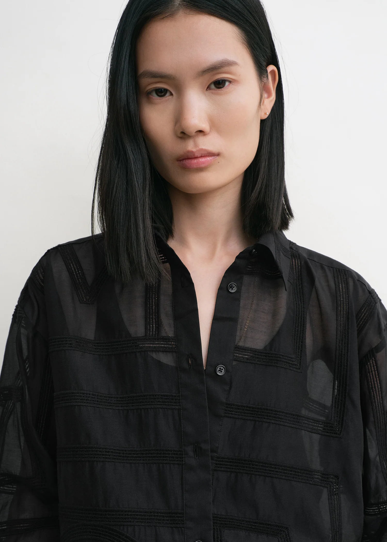 Classic crochet shirt black - Image 5