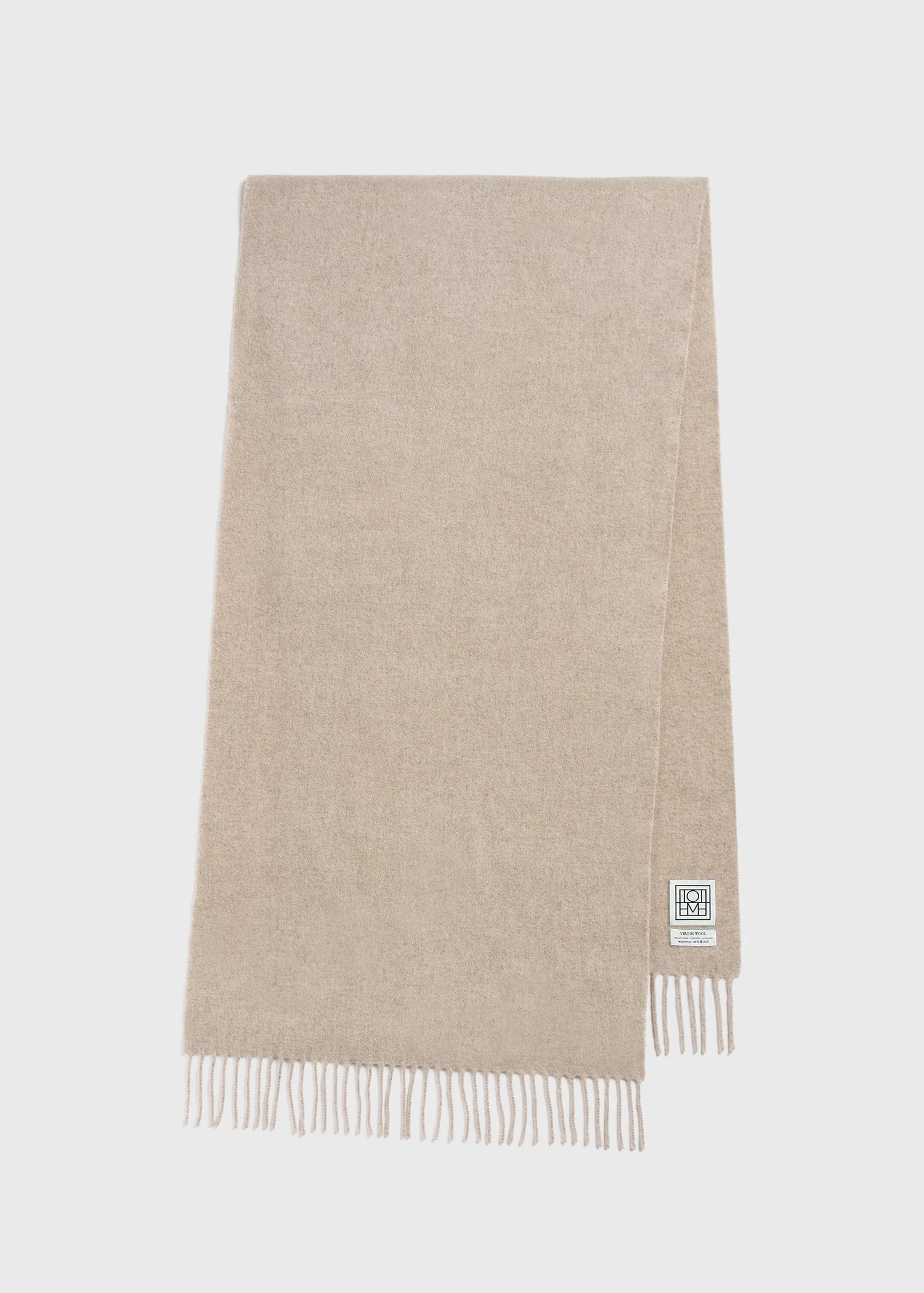 Classic wool scarf light beige mélange - Image 6