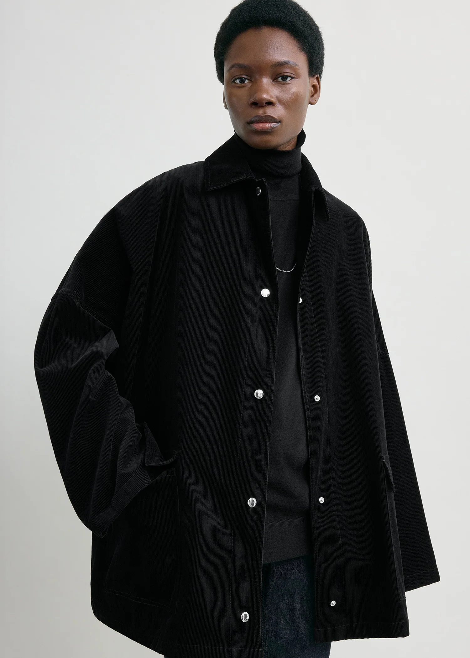 Cord overshirt jacket black - Image 4