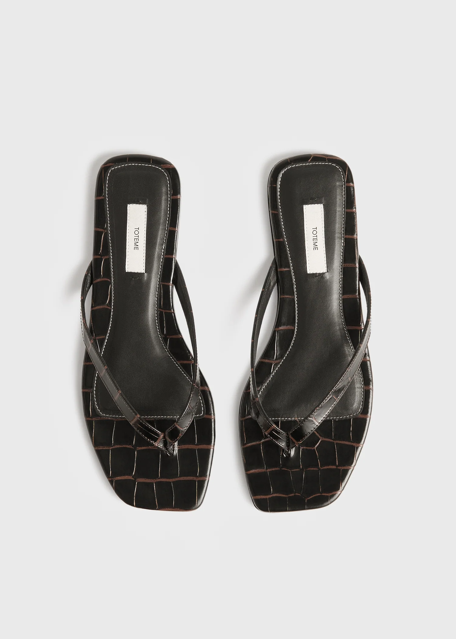 Croco-embossed flip flops dark brown - Image 3