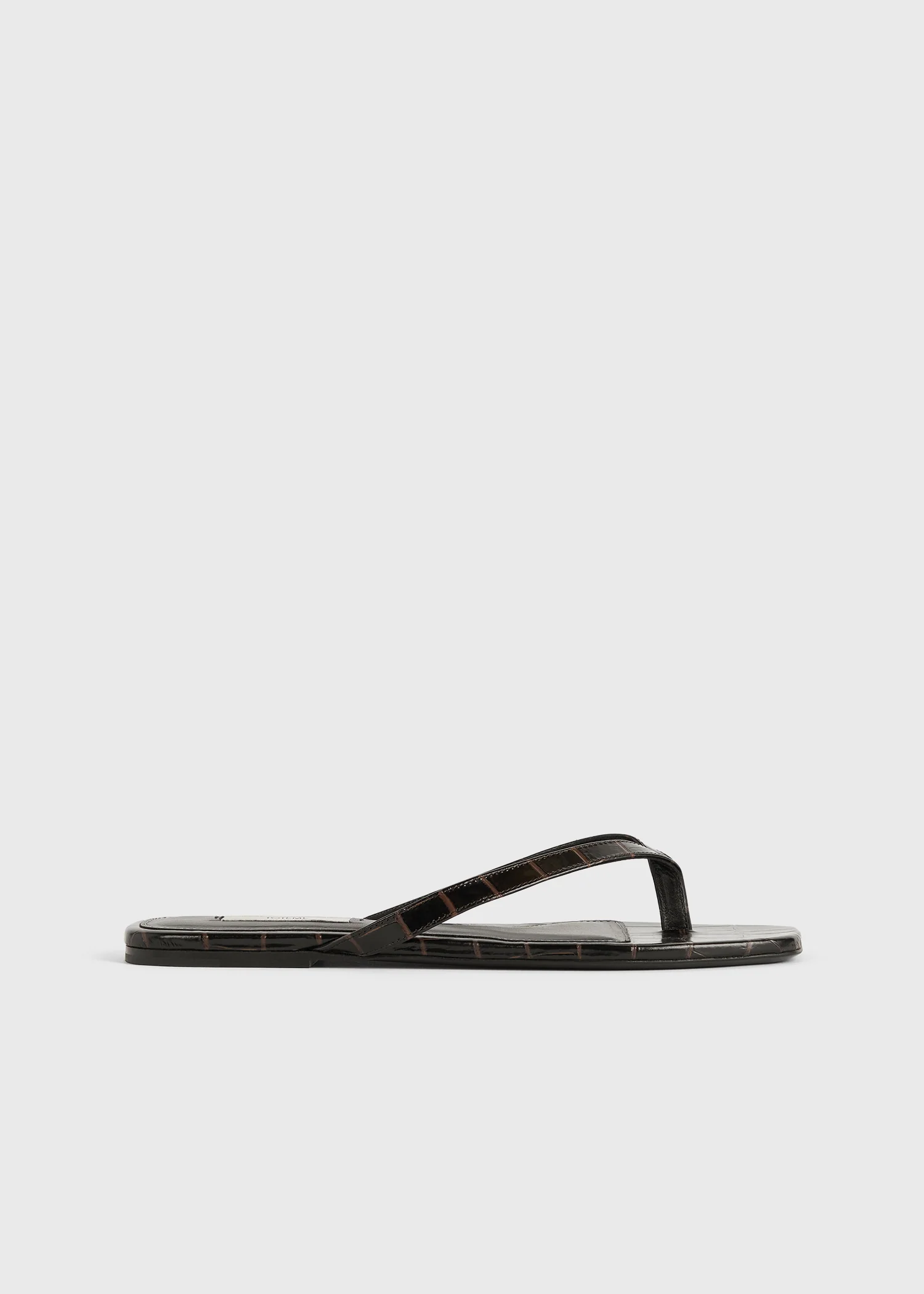 Croco-embossed flip flops dark brown - Image 7