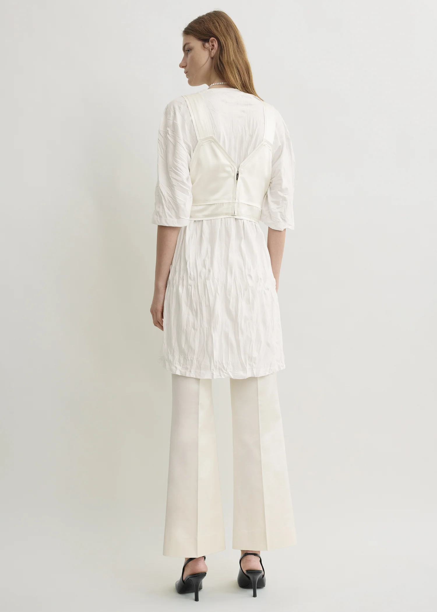 Cropped satin camisole off-white - Image 3