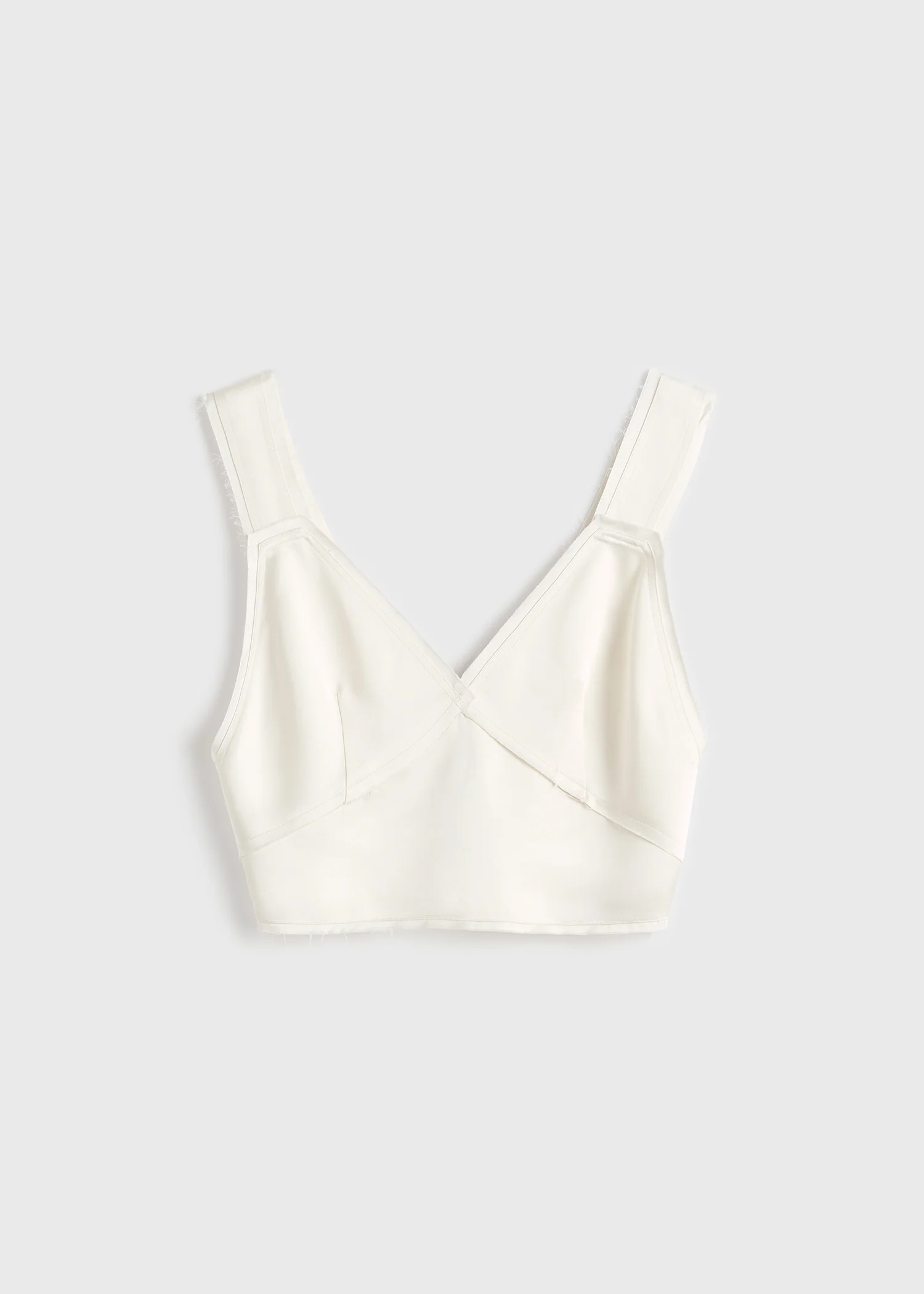 Cropped satin camisole off-white - Image 5