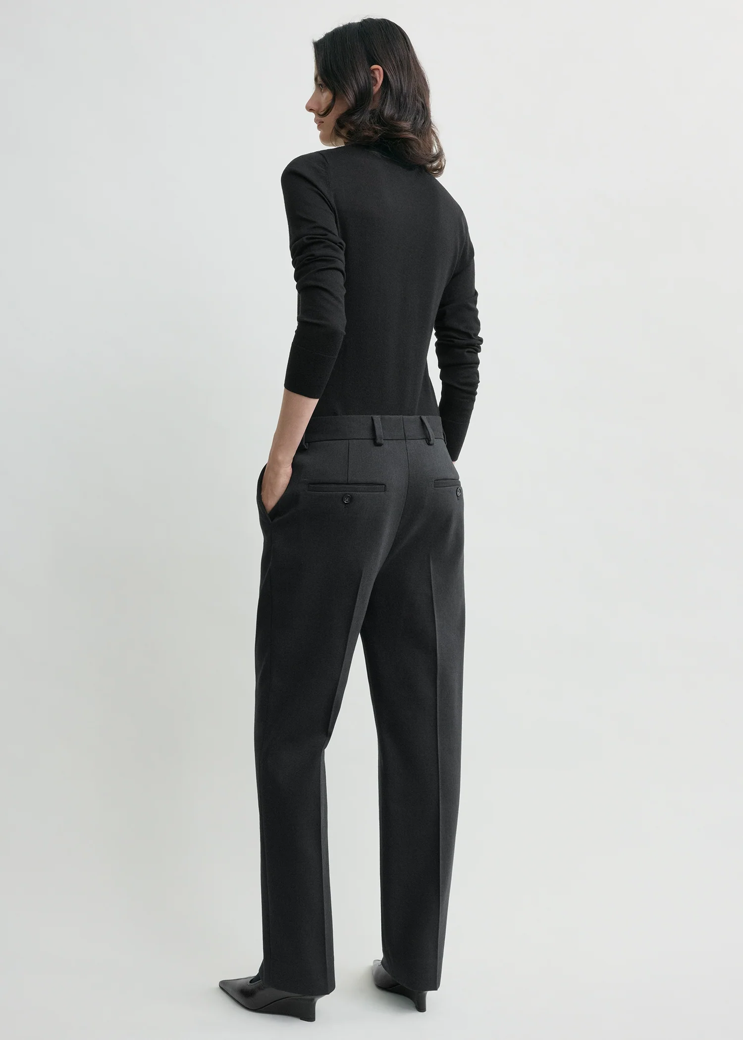 Cropped suit trousers washed black - Image 3