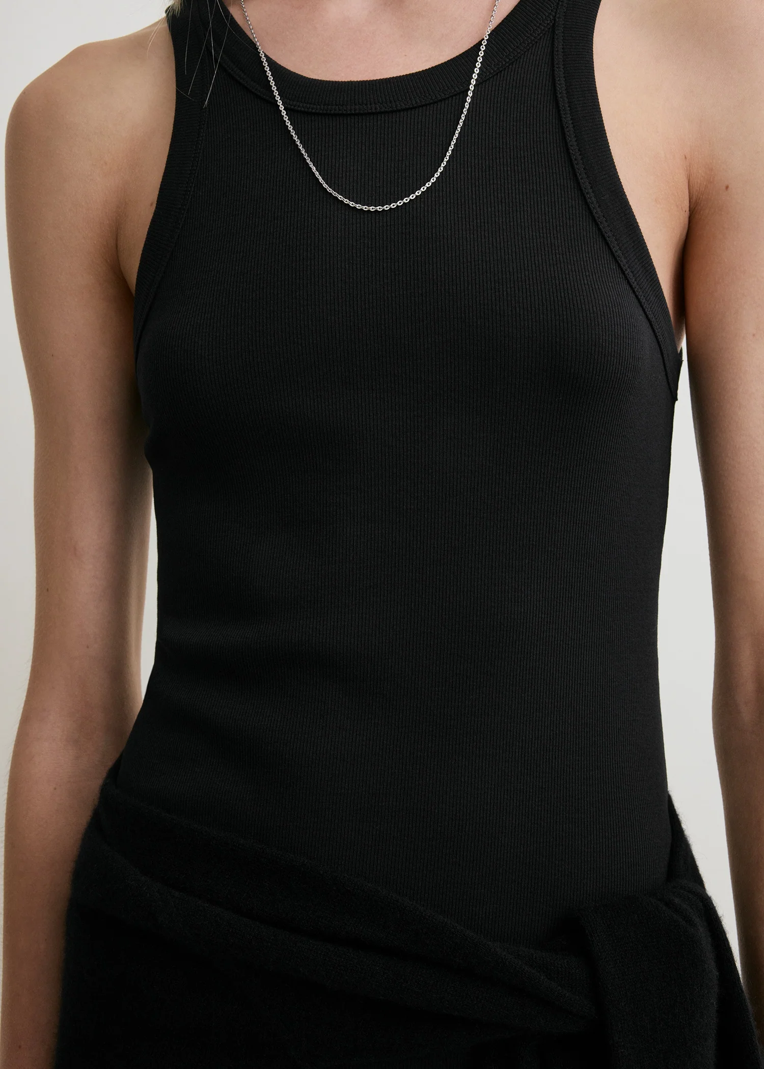 Curved rib tank dress black - Image 4