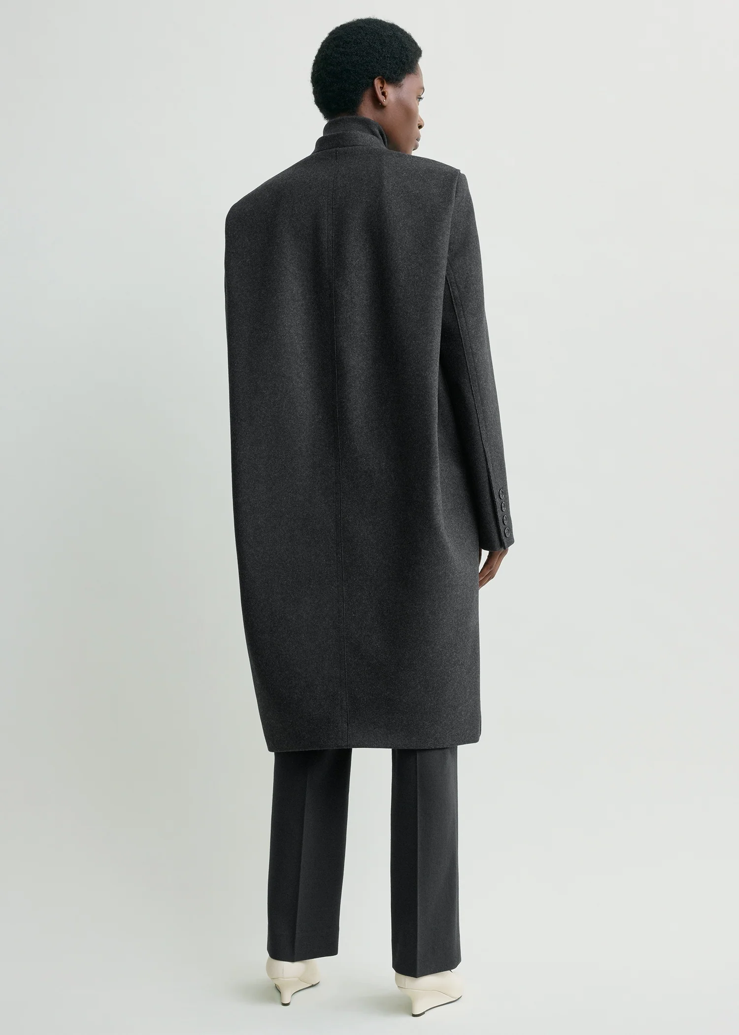 Deep pleat coat charcoal melange - Image 3