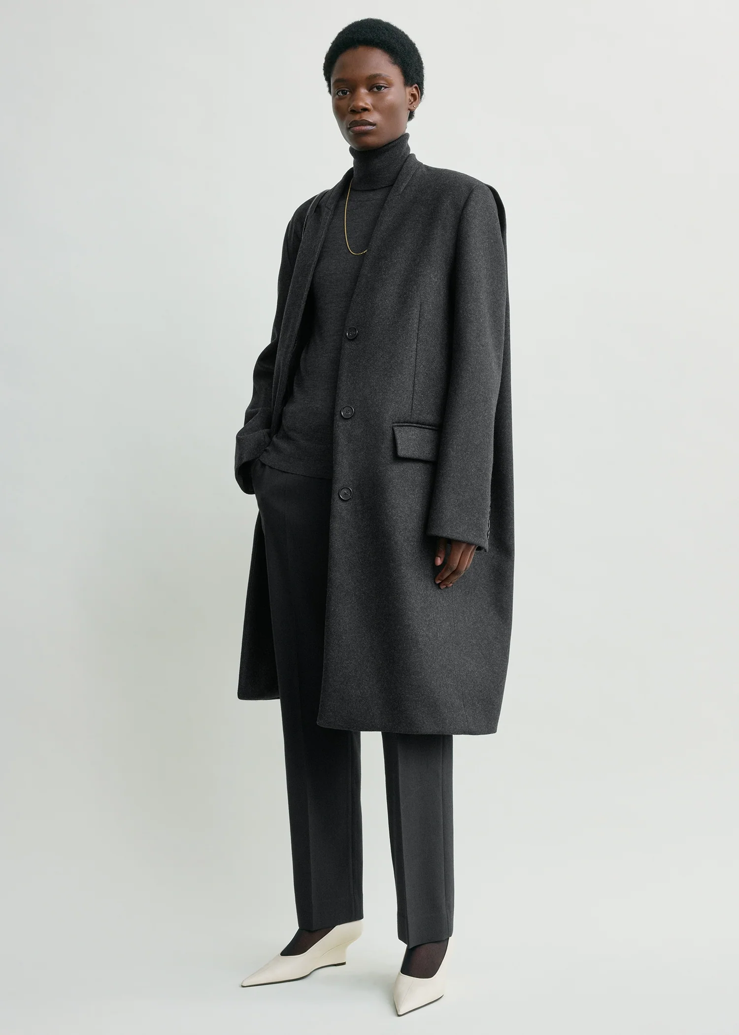 Deep pleat coat charcoal melange - Image 5