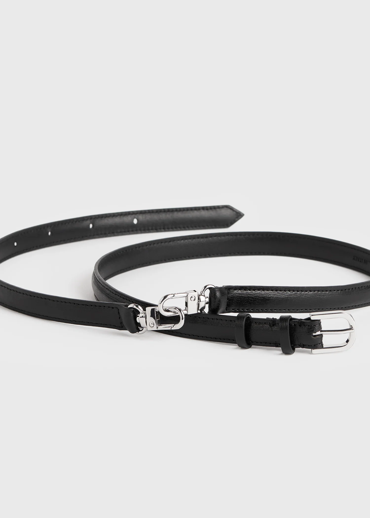 Double clasp leather belt black - Image 4