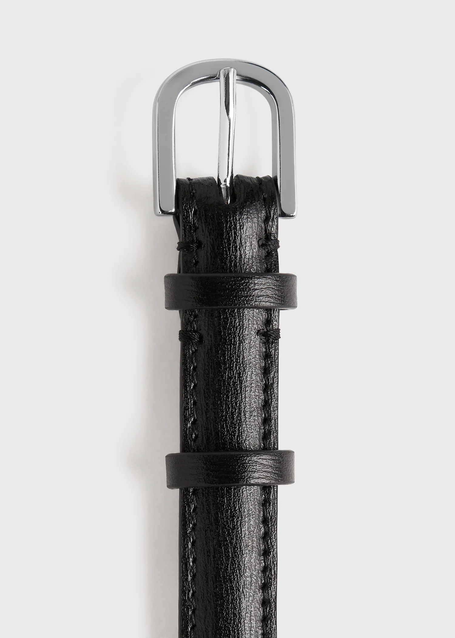 Double clasp leather belt black - Image 6