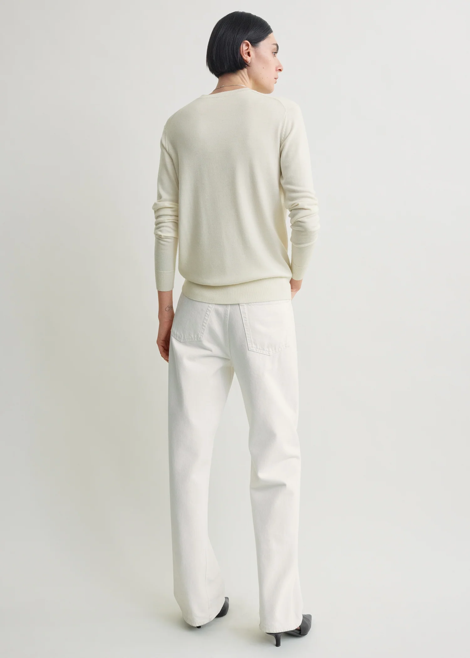 Fine crew knit ecru - Image 3