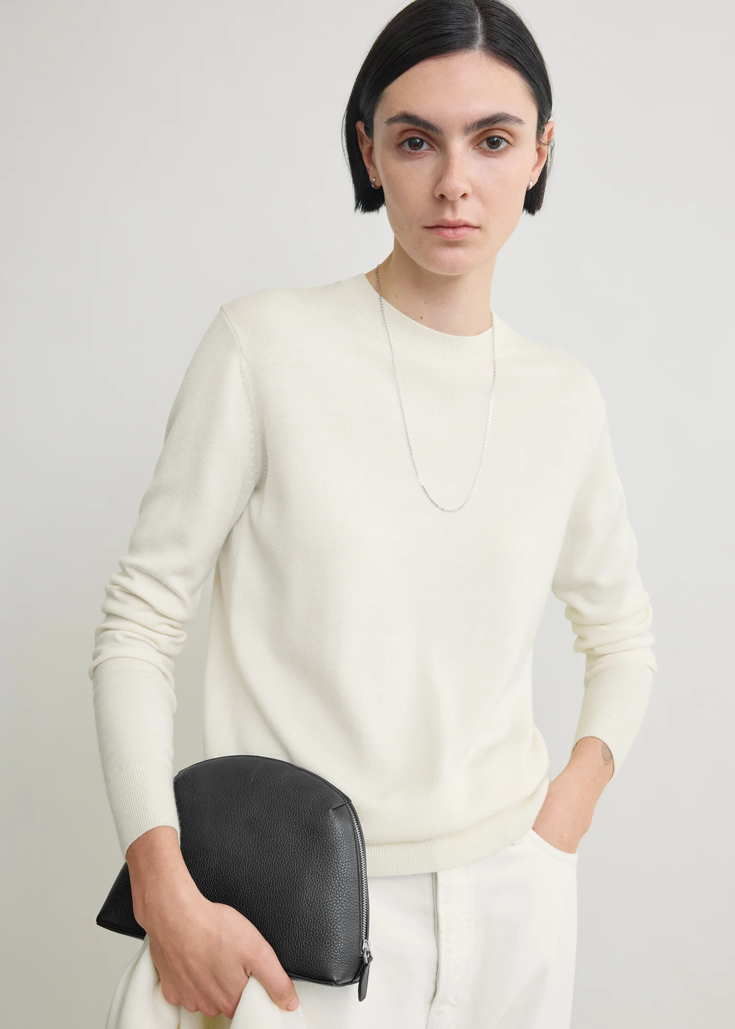 Fine crew knit ecru - Image 4