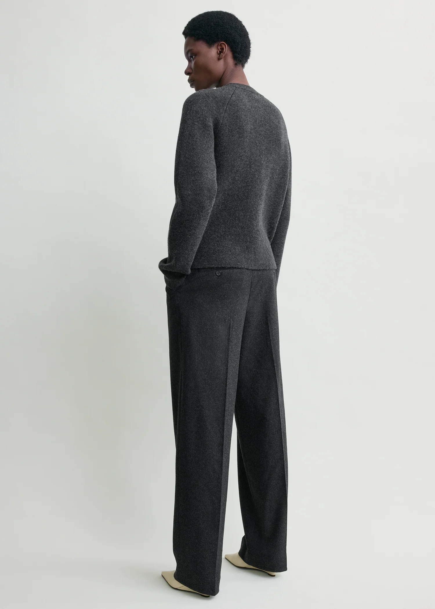 Hammered button cardigan charcoal - Image 3