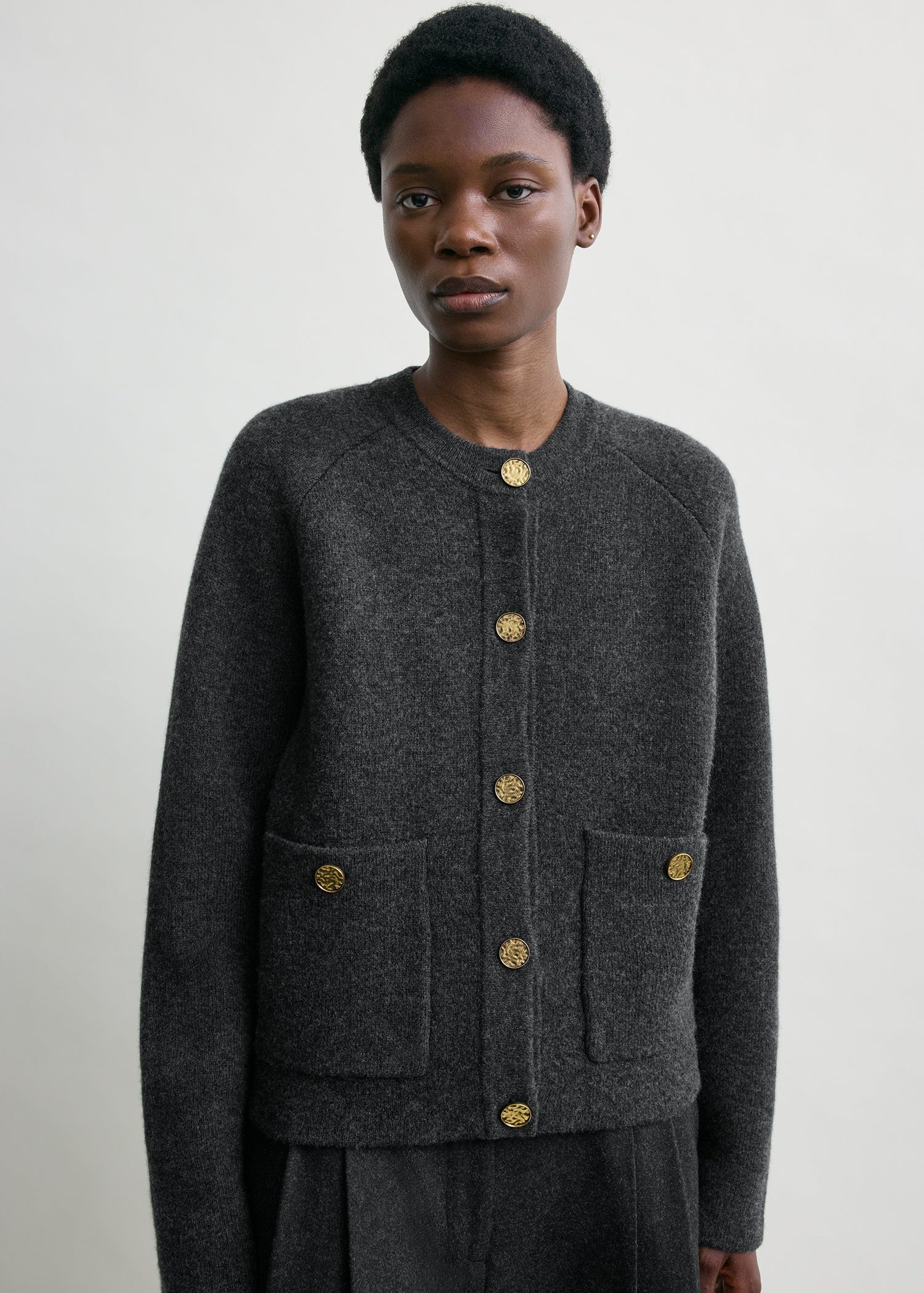 Hammered button cardigan charcoal - Image 4