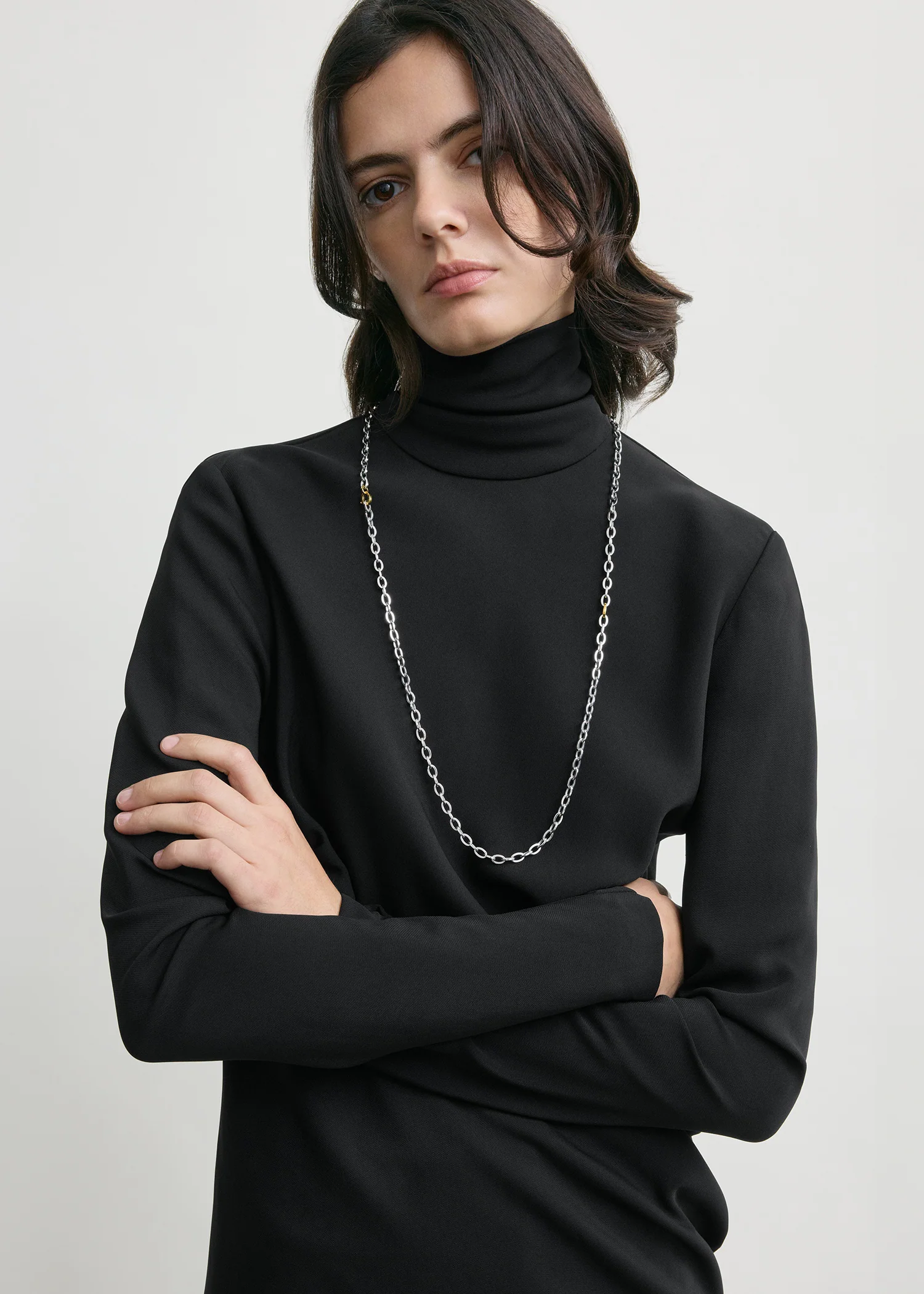 High-neck twist blouse black - Image 4