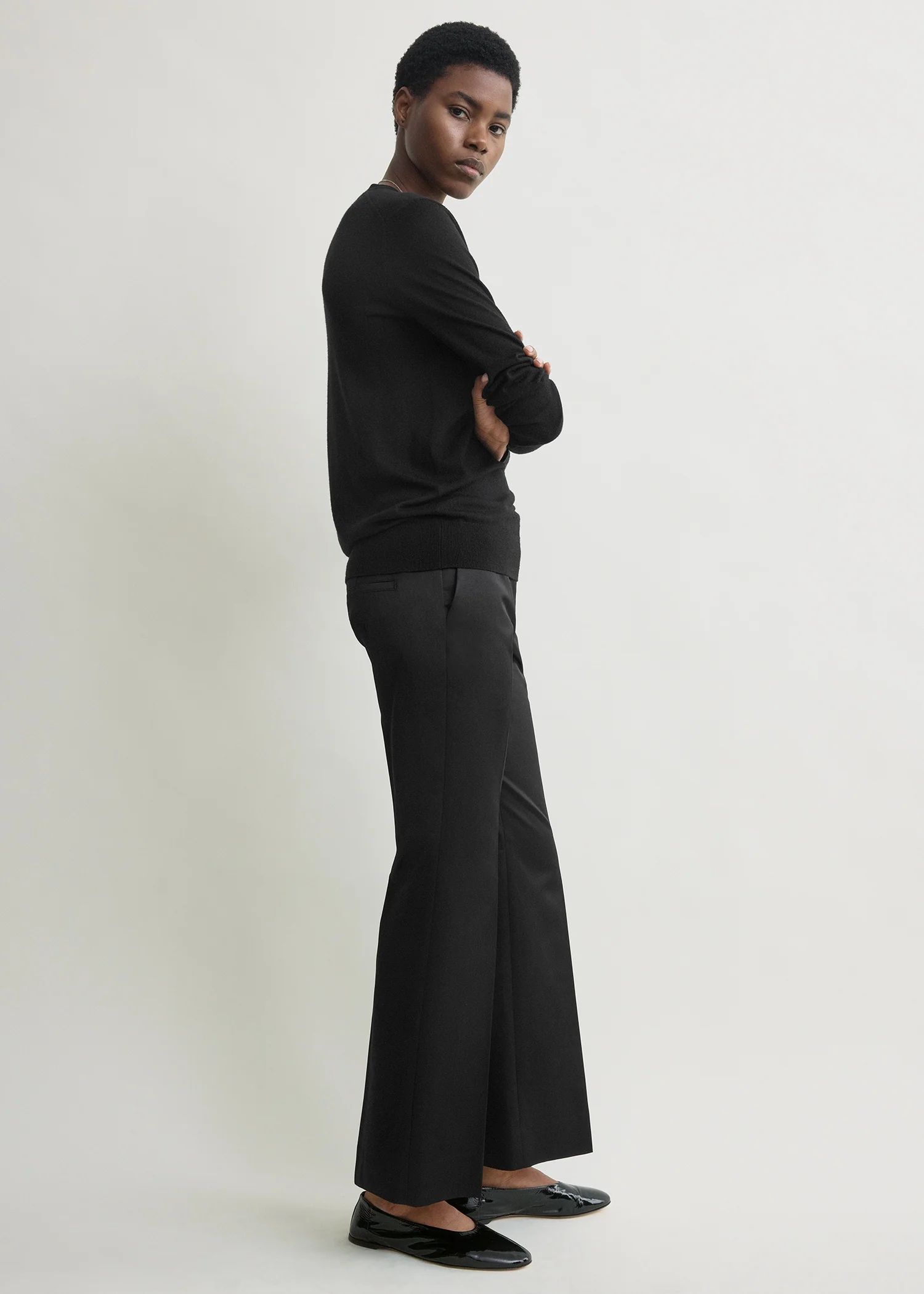 Kick flare raw-edge trousers black - Image 3