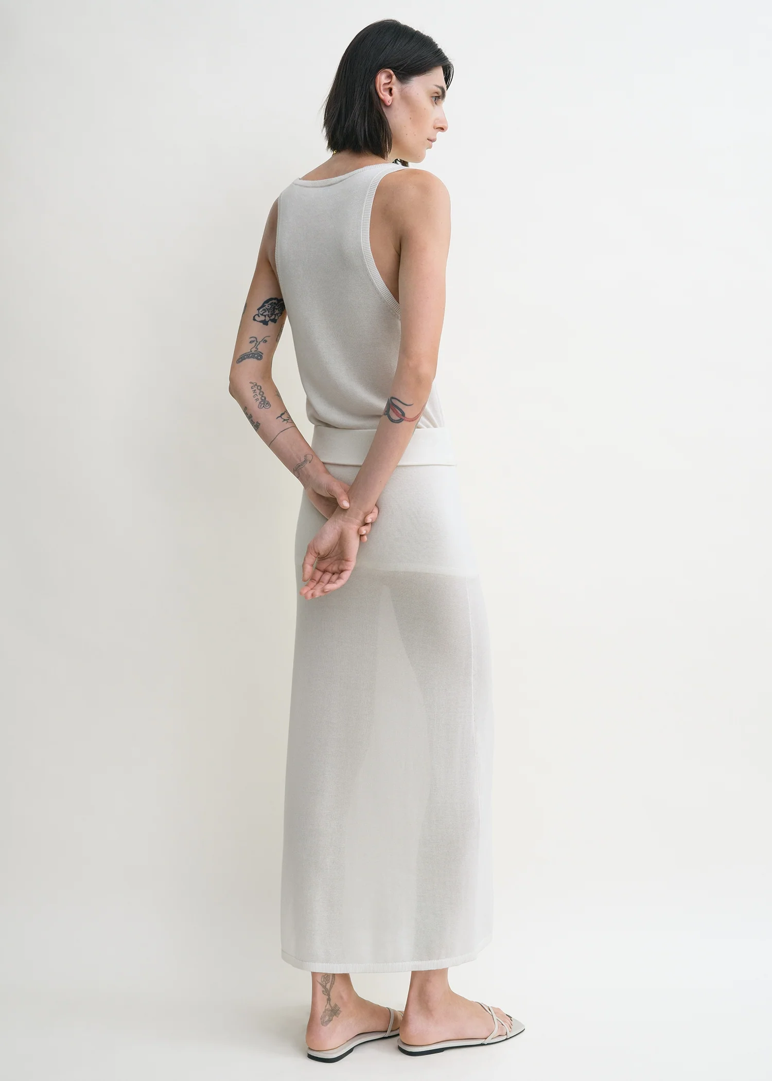 Long knit skirt white - Image 3