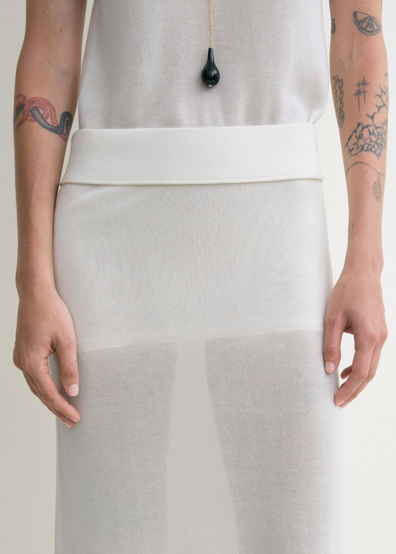 Long knit skirt white - Image 4