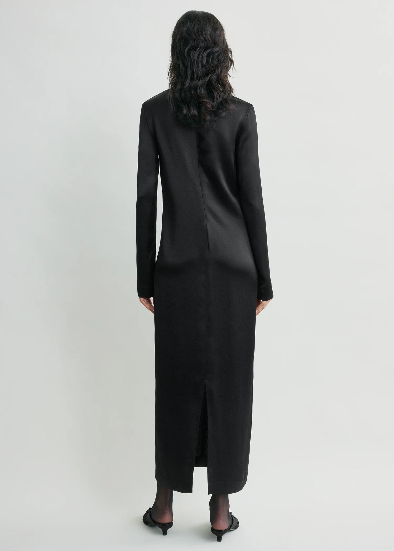 Long satin dress black - Image 3