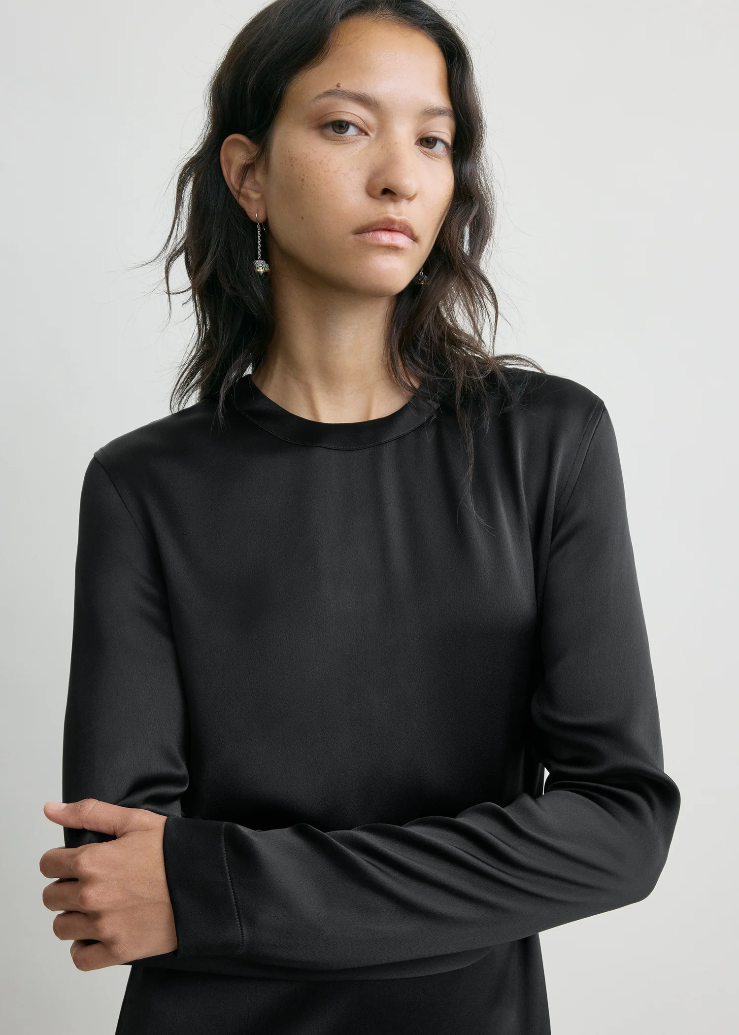 Long satin dress black - Image 4