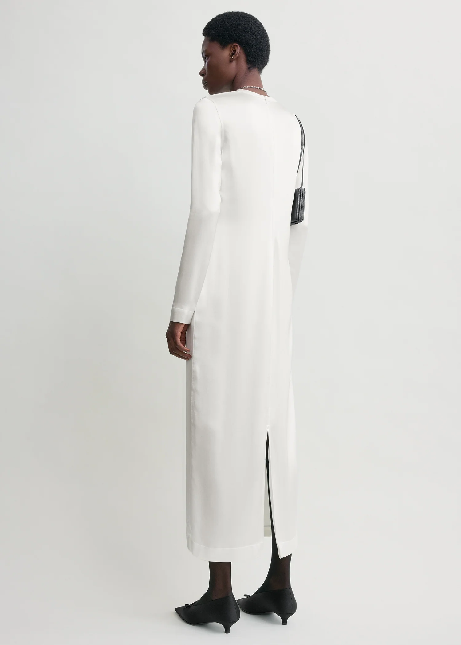 Long satin dress white - Image 3