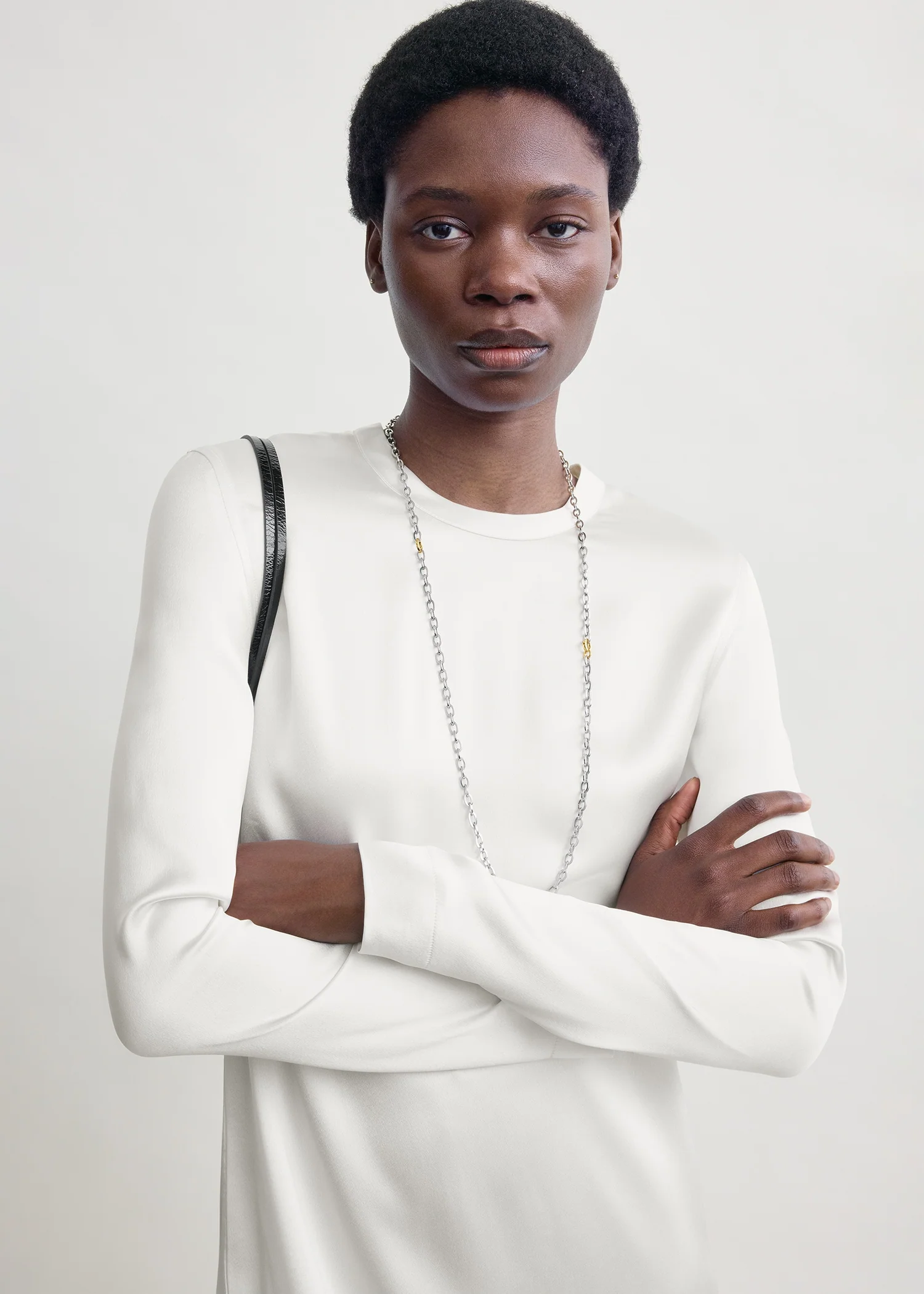 Long satin dress white - Image 4