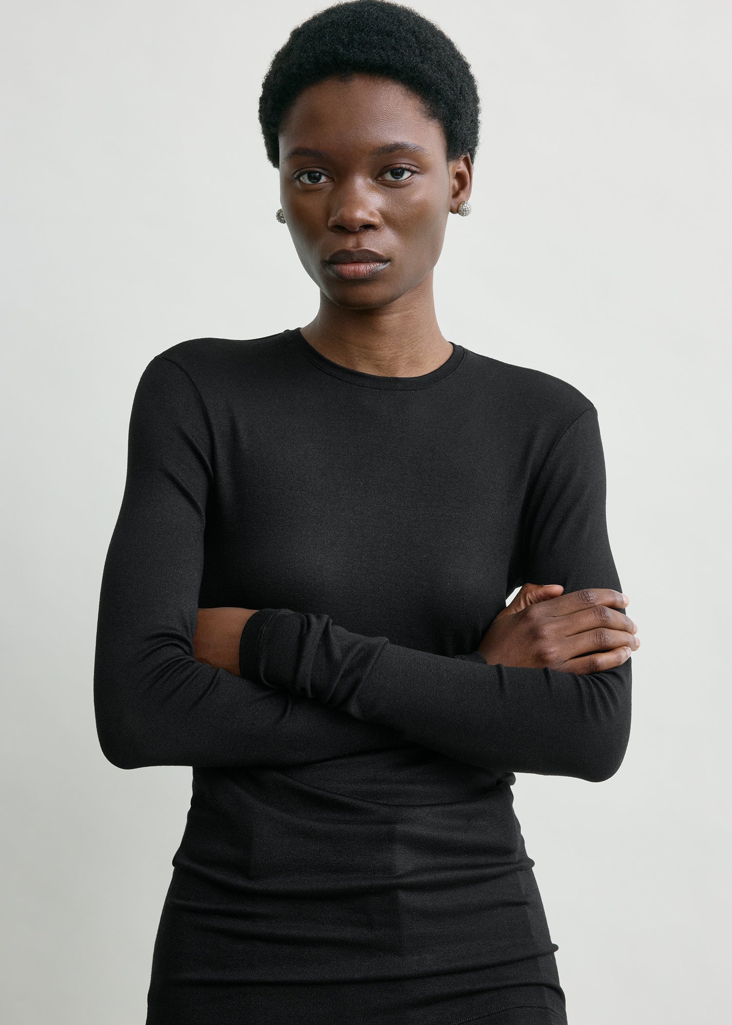 Long-sleeve jersey top black - Image 4