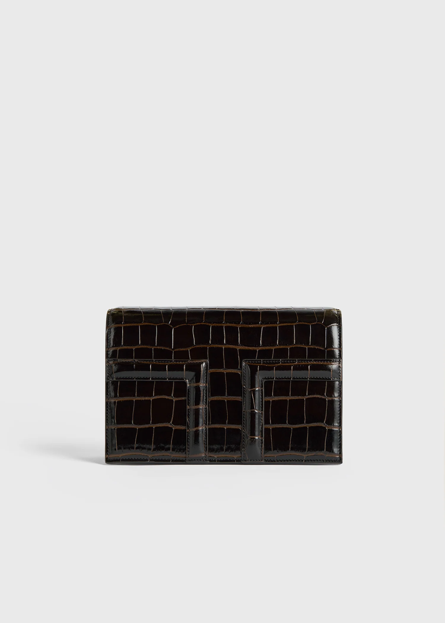 Mini T-flap croco-embossed bag dark brown - Image 5