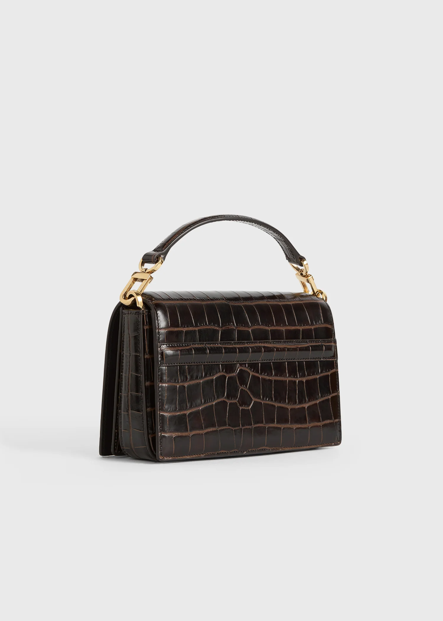 Mini T-flap croco-embossed bag dark brown - Image 6