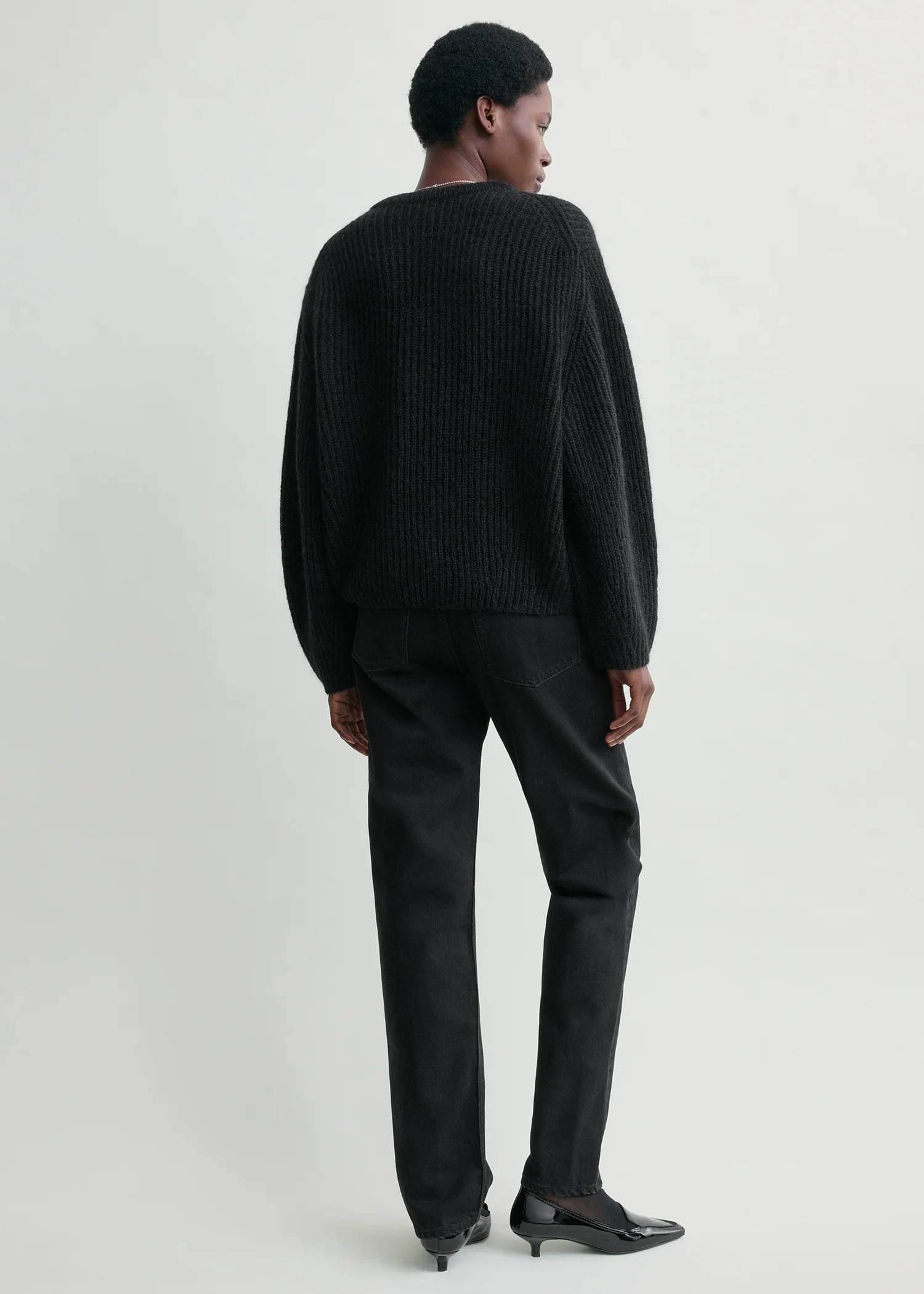 Mohair blend rib knit black - Image 3