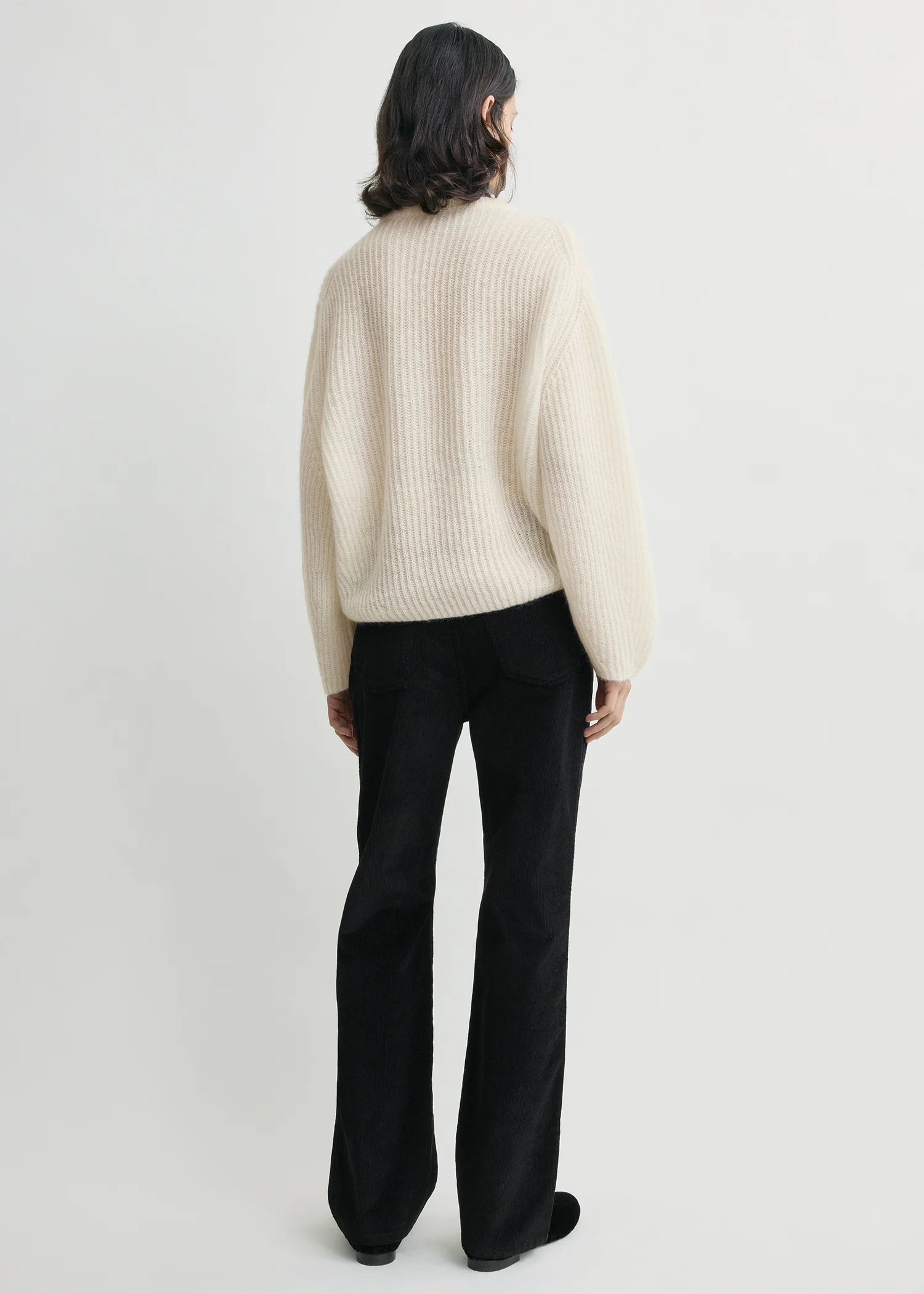 Mohair blend rib knit ecru - Image 3