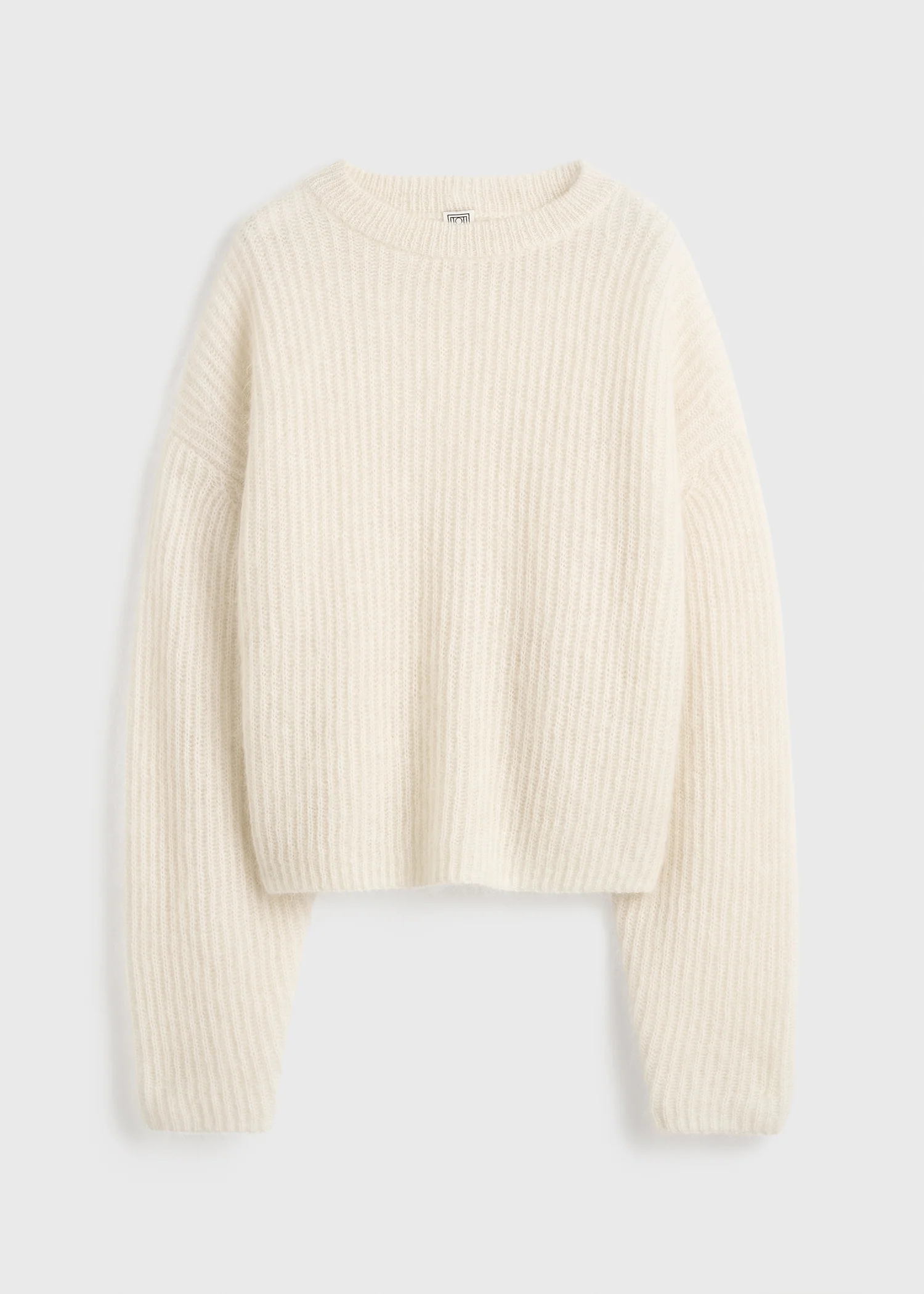 Mohair blend rib knit ecru - Image 5