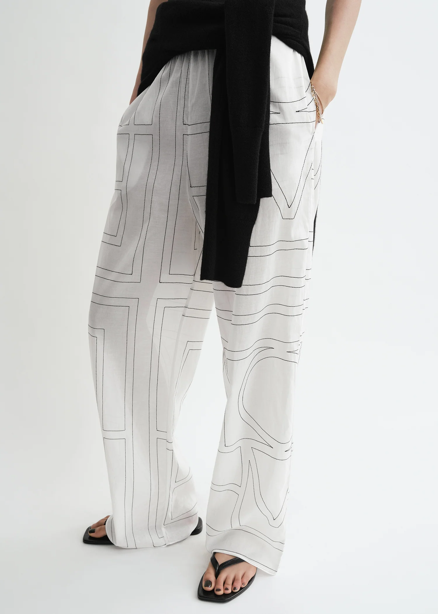 Monogram cotton-blend pj bottoms white/black - Image 4