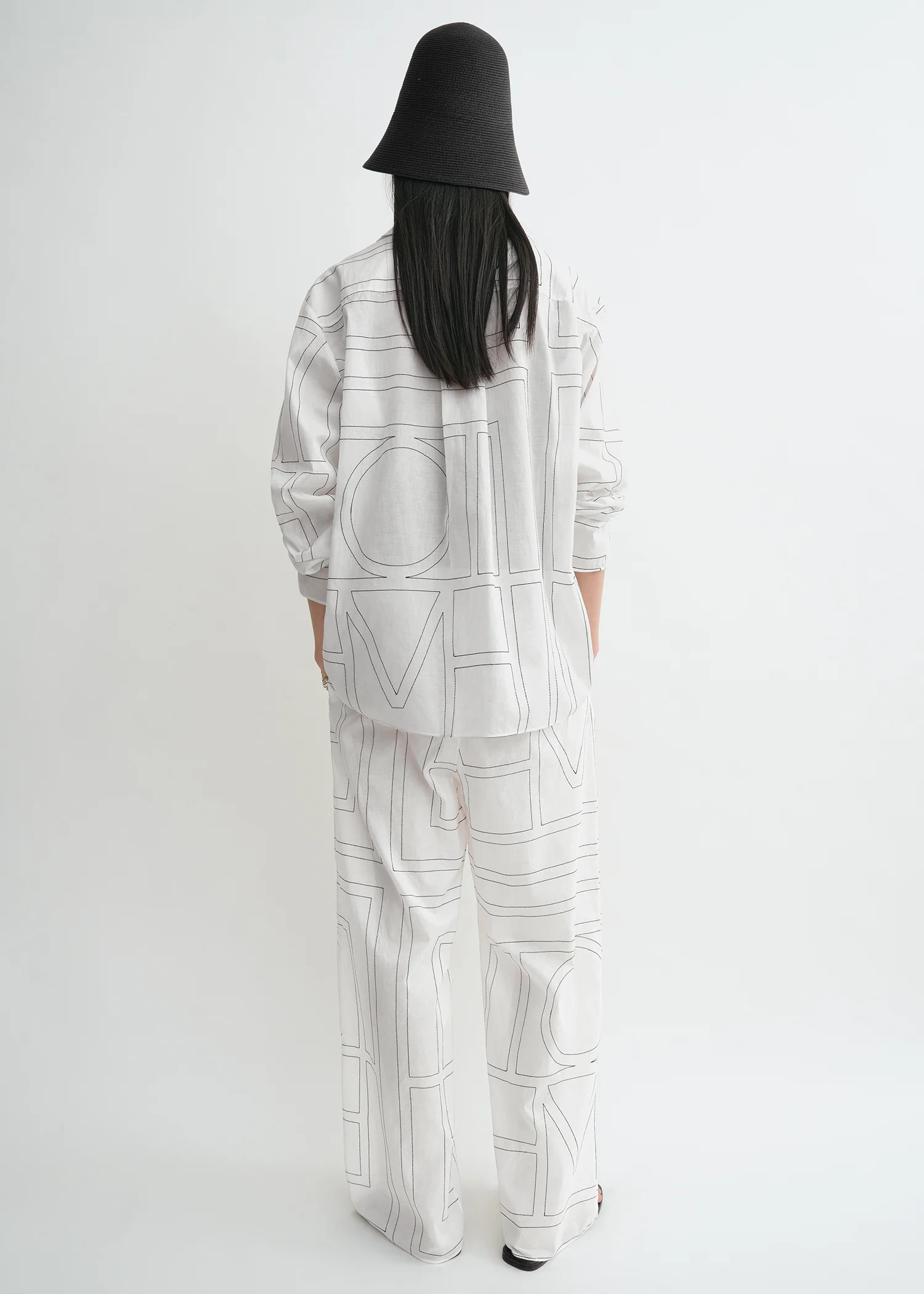 Monogram cotton-blend pj top white/black - Image 3