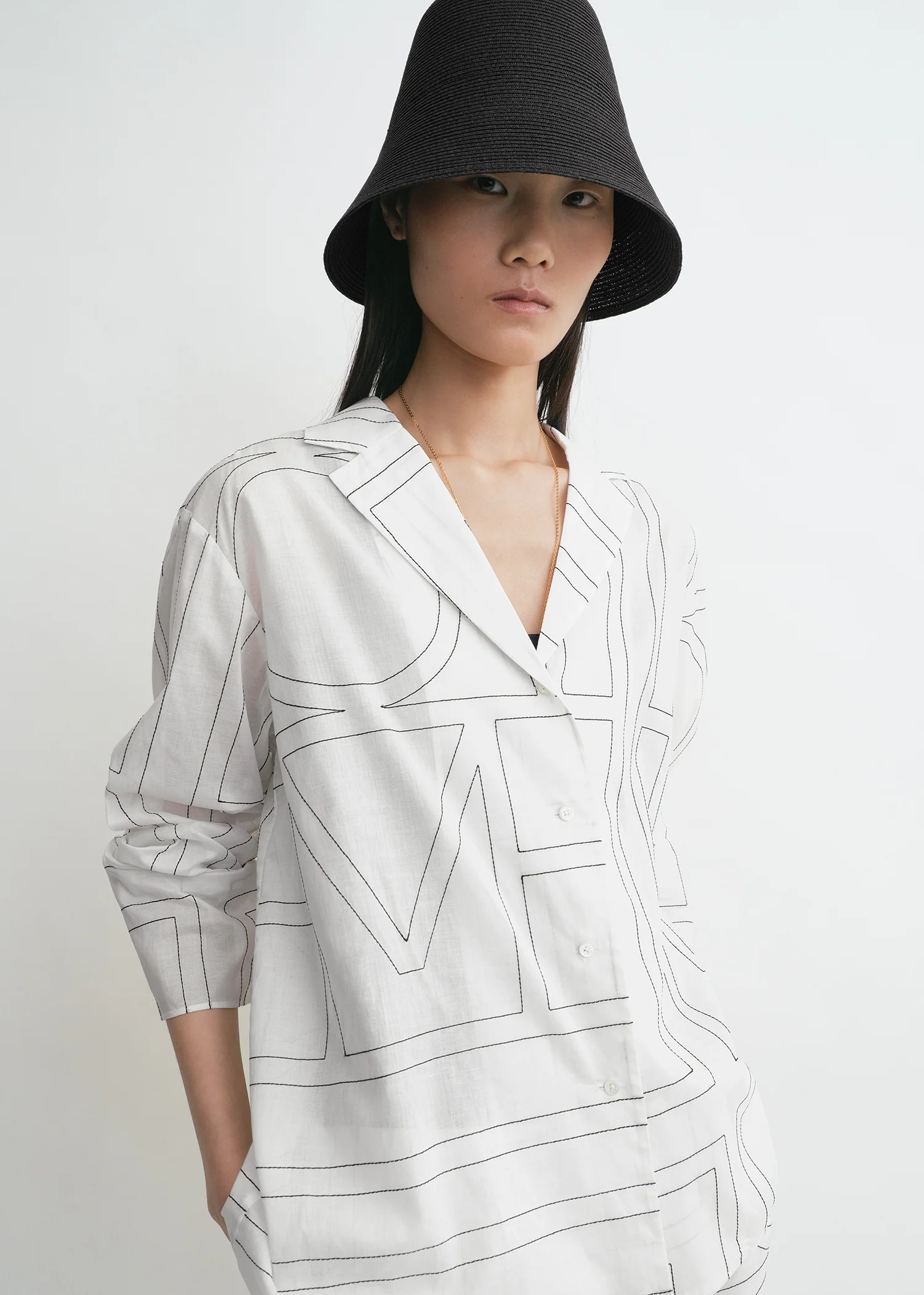 Monogram cotton-blend pj top white/black - Image 4