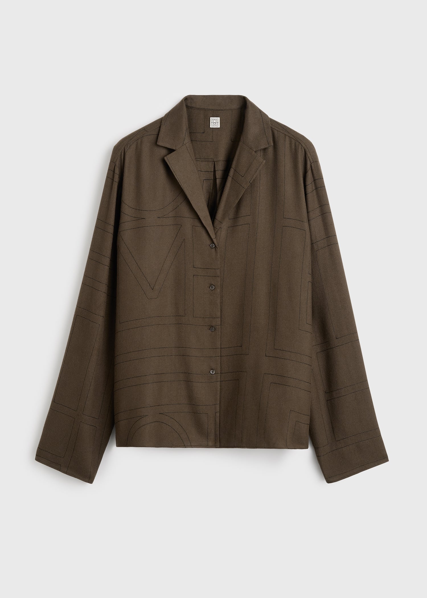 Monogram flannel pj top dark brown - Image 5