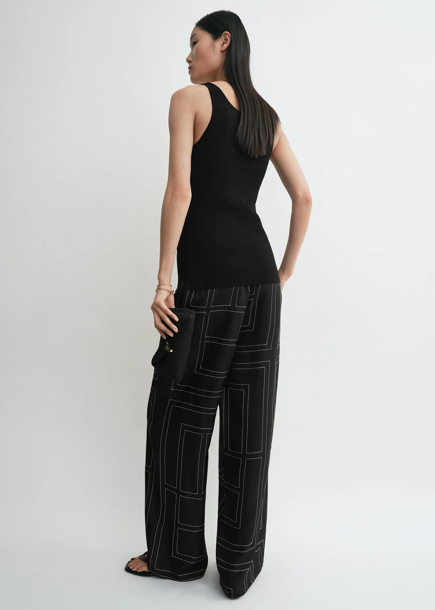 Monogram silk pj bottoms black - Image 3