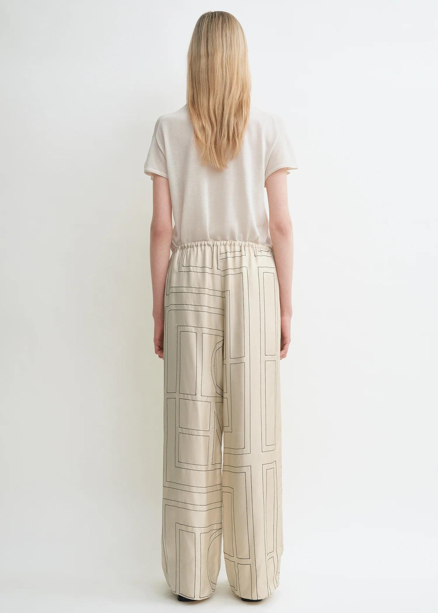 Monogram silk pj bottoms ivory - Image 3