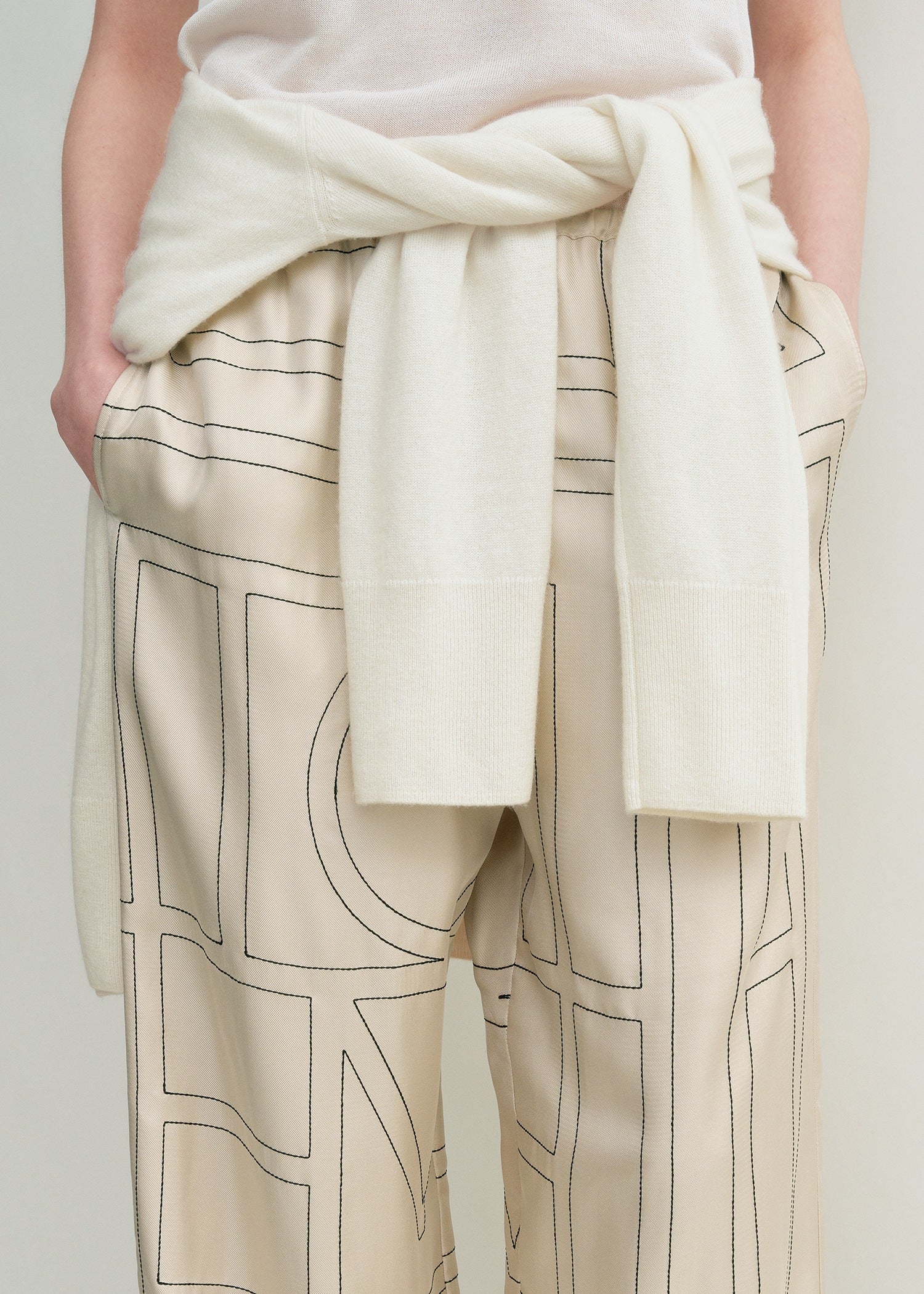 Monogram silk pj bottoms ivory - Image 4