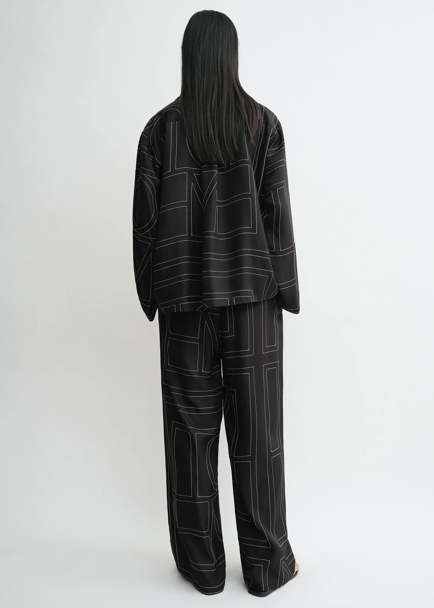Monogram silk pj top black - Image 3