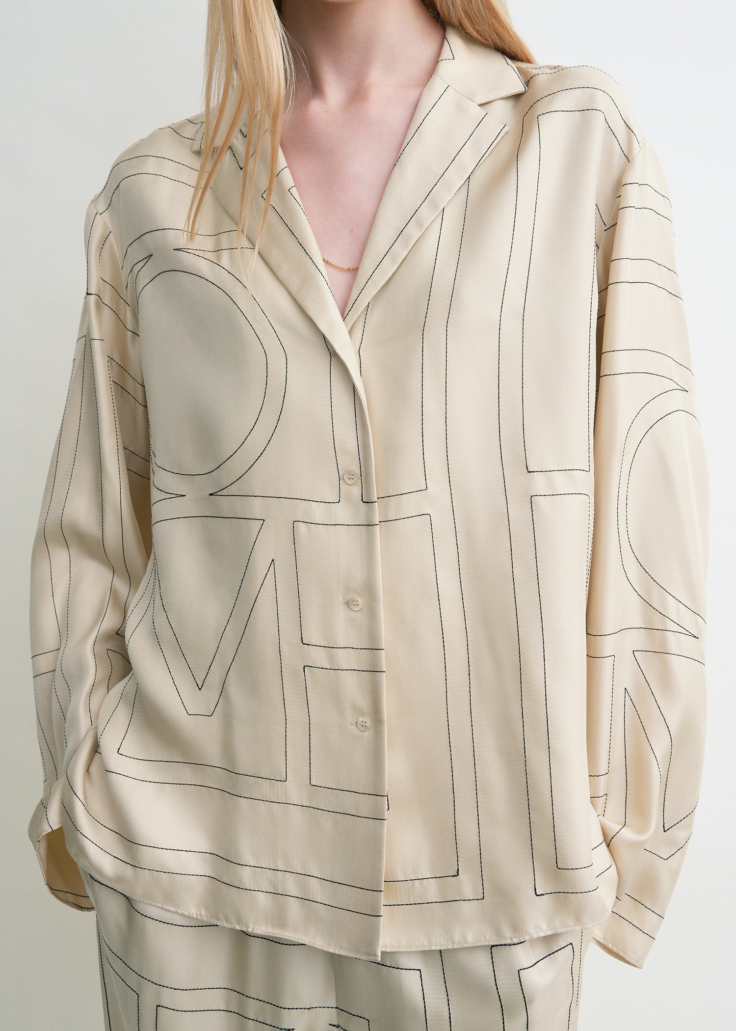 Monogram silk pj top ivory - Image 5