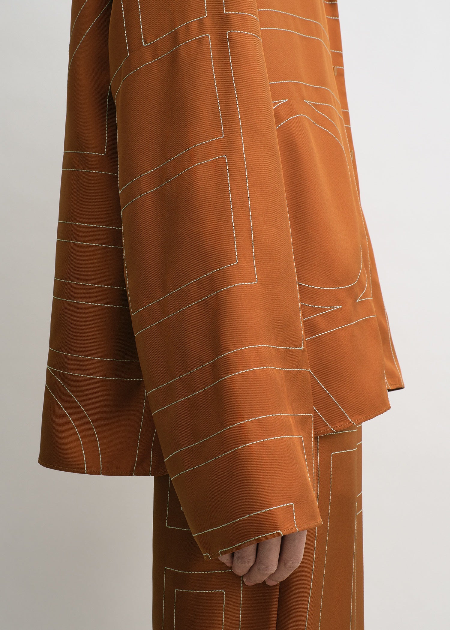 Monogram silk pj top terracotta - Image 5