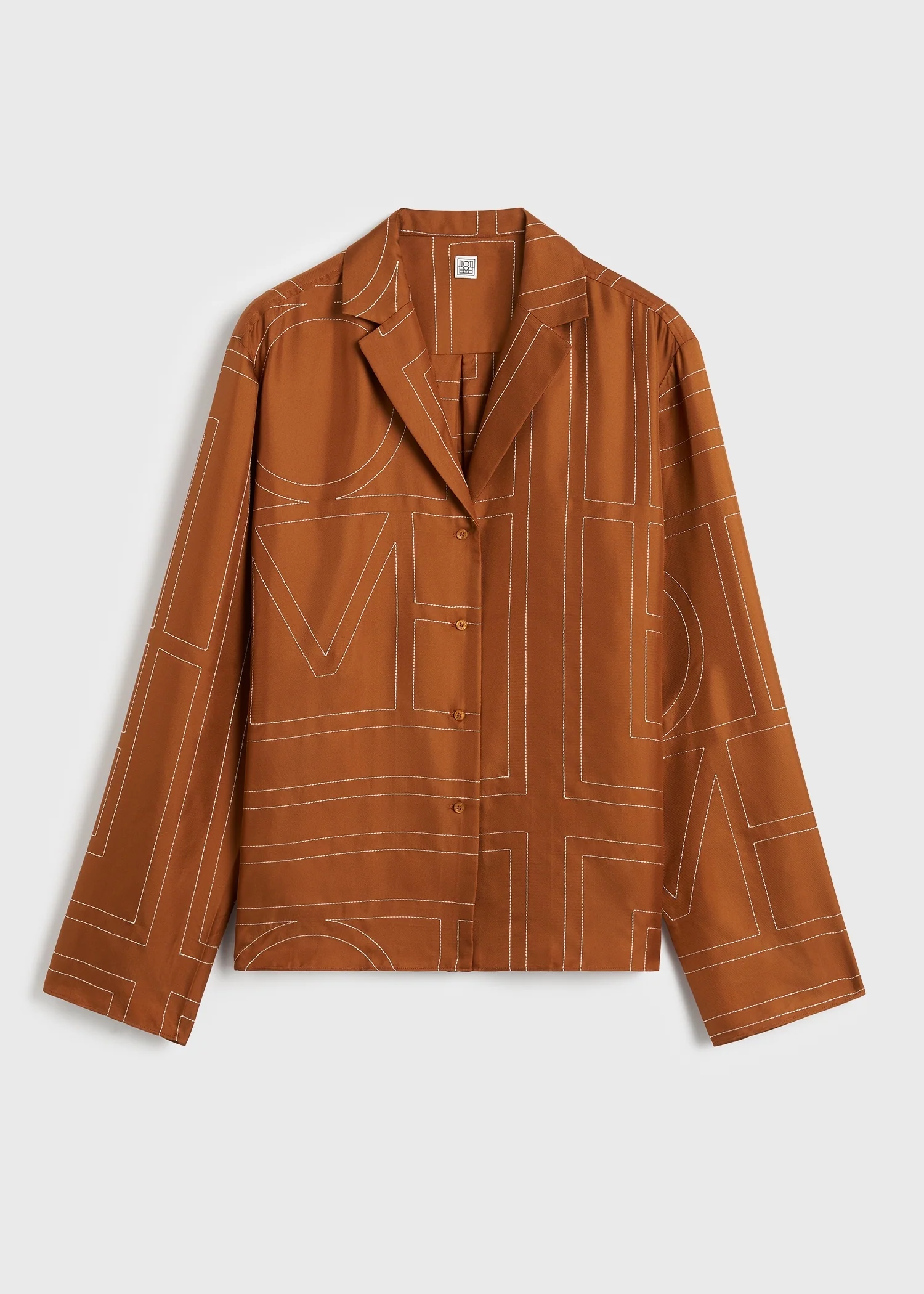 Monogram silk pj top terracotta - Image 6