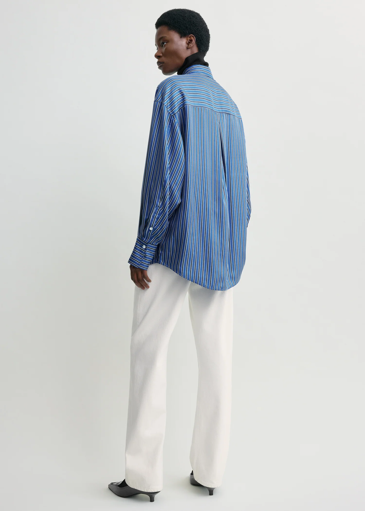 Oversized striped shirt blue/navy - Image 3